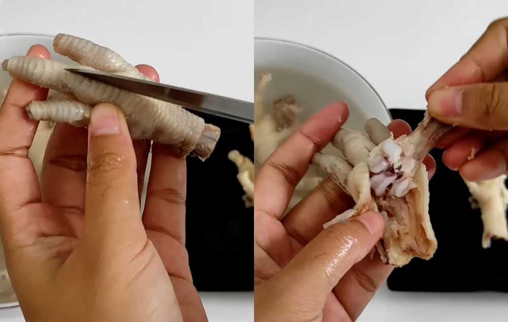 Bukan pakai baking soda, begini trik mudah memisahkan ceker ayam dari tulangnya