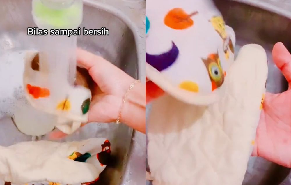 Tanpa disikat, ini trik mencuci noda minyak di lap dapur andalkan 2 bahan dapur