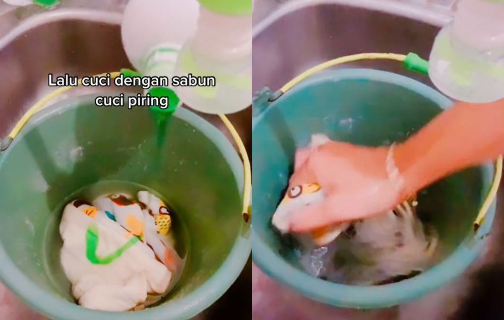 Tanpa disikat, ini trik mencuci noda minyak di lap dapur andalkan 2 bahan dapur