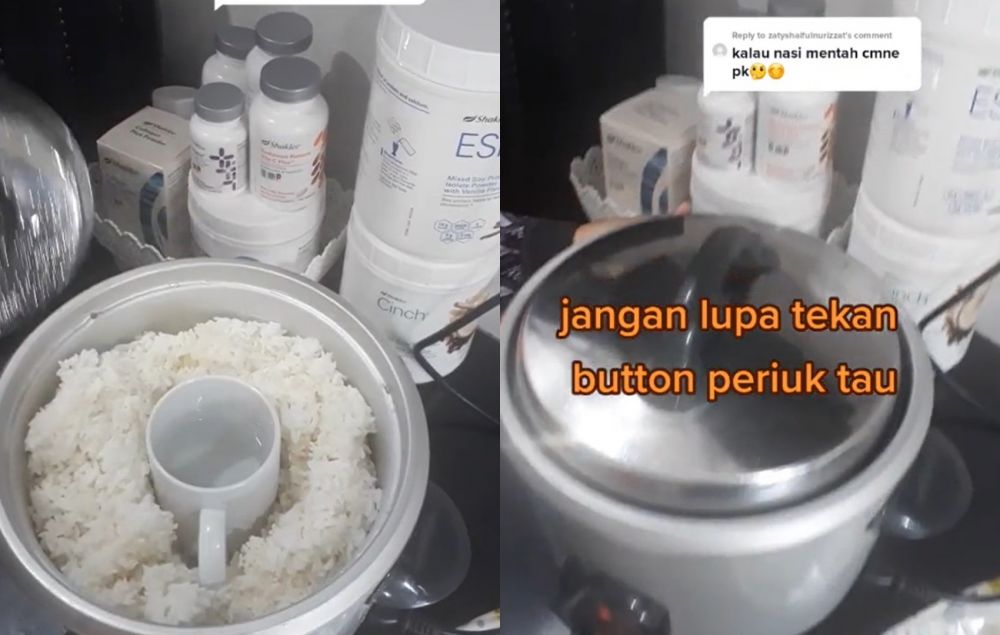 Bukan disiram air, ini trik sederhana mengatasi nasi keras kurang matang saat dimasak di rice cooker