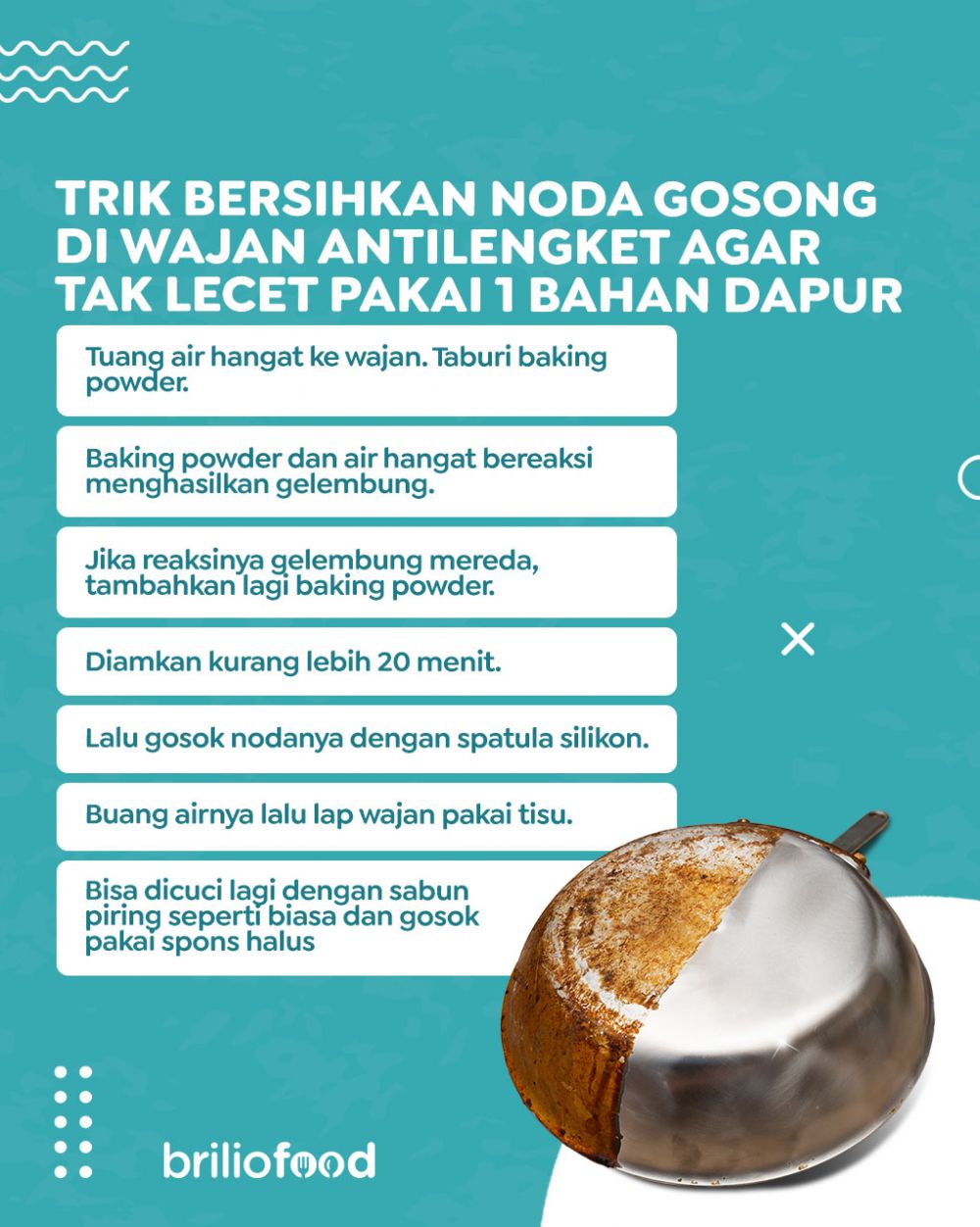 Tak perlu disikat, ini trik bersihkan noda gosong di wajan antilengket pakai 1 bahan dapur