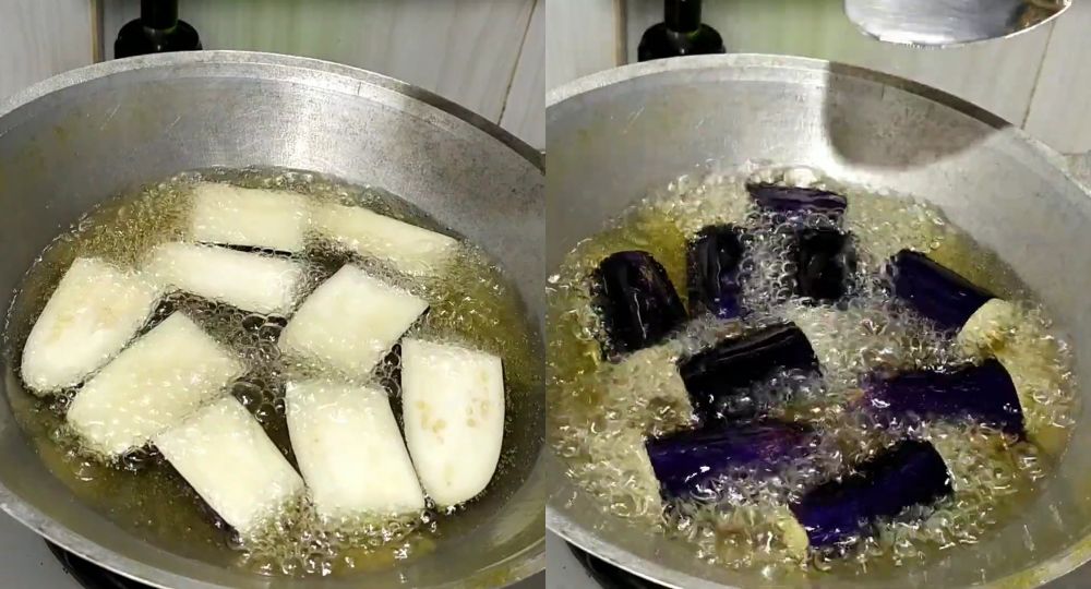 Tanpa bahan tambahan, ini trik menggoreng terong agar warnanya tetap ungu cerah