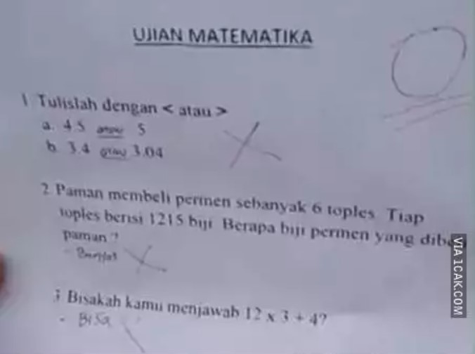 Jawaban murid bikin nyengir kuda  Berbagai sumber