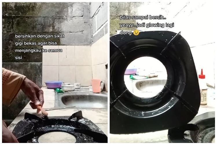 Tanpa direndam air berjam-jam, trik cuci tungku kompor berkerak dan penuh lemak pakai 2 bahan dapur
