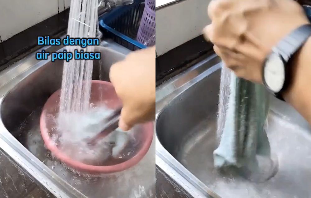 Tanpa disikat, ini cara mencuci lap dapur kotor dan apek agar bersih lagi ditambah 1 bahan dapur