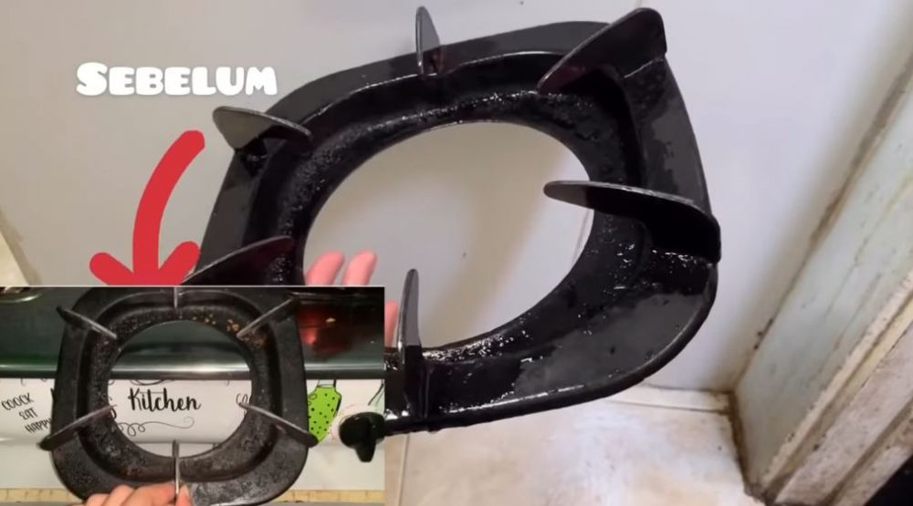 Tak perlu disikat, ini trik bersihkan karat dan kerak di tungku kompor cuma pakai 1 bahan sederhana