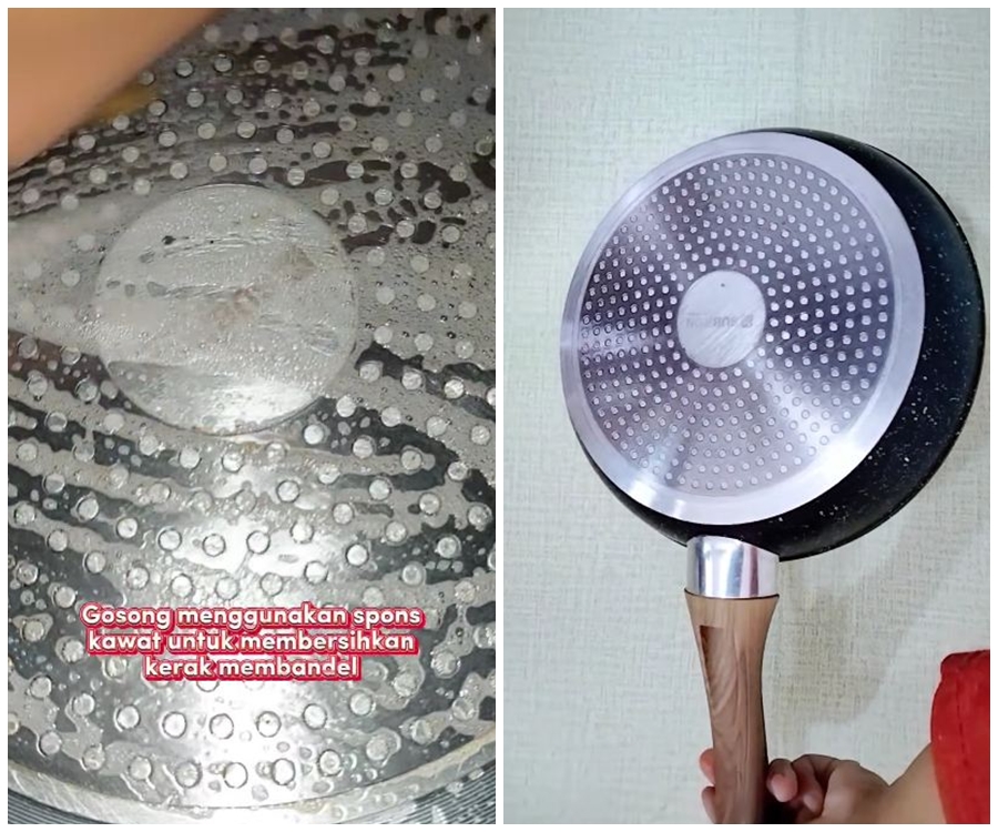 Tak perlu direndam cuka atau air panas, ini trik bersihkan kerak gosong di wajan pakai 2 bahan dapur