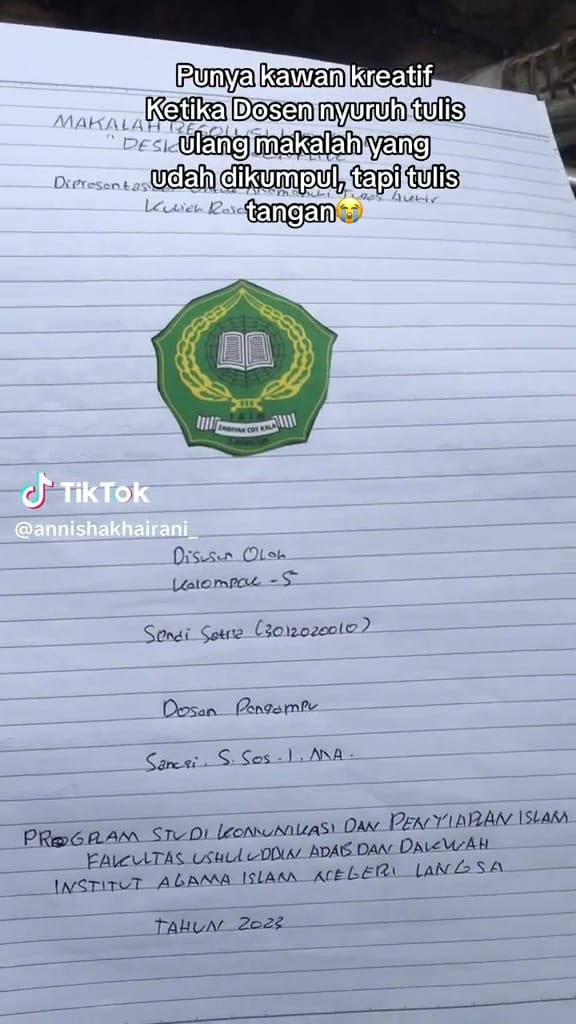 Tulis ulang makalah © TikTok