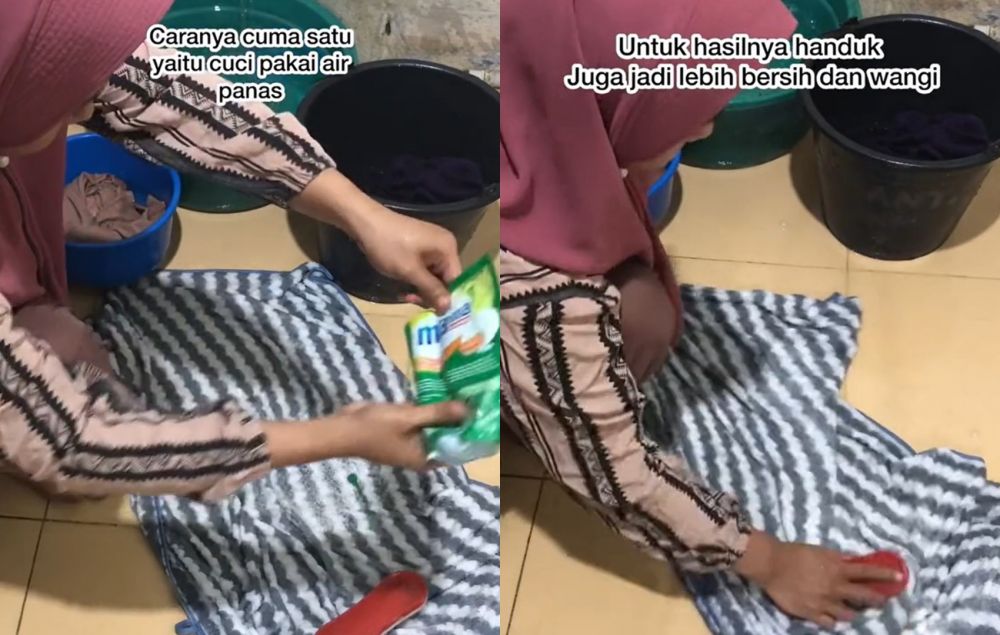 Tanpa direndam detergen, ini cara mencuci handuk agar bersih dan tidak jamuran pakai 1 bahan dapur