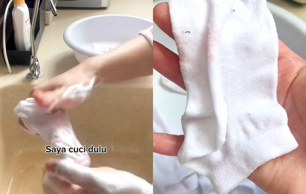 Tak perlu disikat, ini trik mencuci kaus kaki putih dekil agar bersih lagi pakai 3 bahan dapur