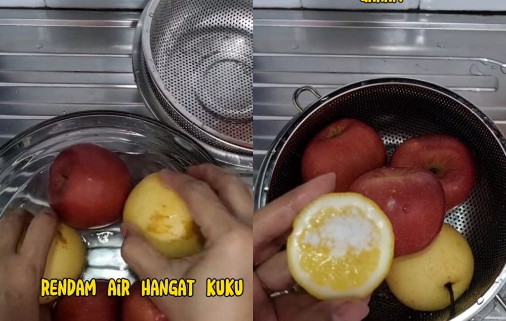 Tak hanya direndam air hangat, ini trik hilangkan lilin di kulit buah apel dan pir pakai 3 bahan dapur