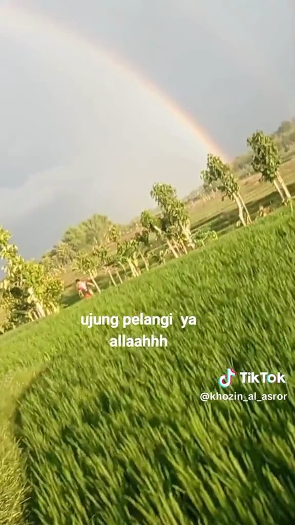 Momen pria kejar ujung pelangi © TikTok