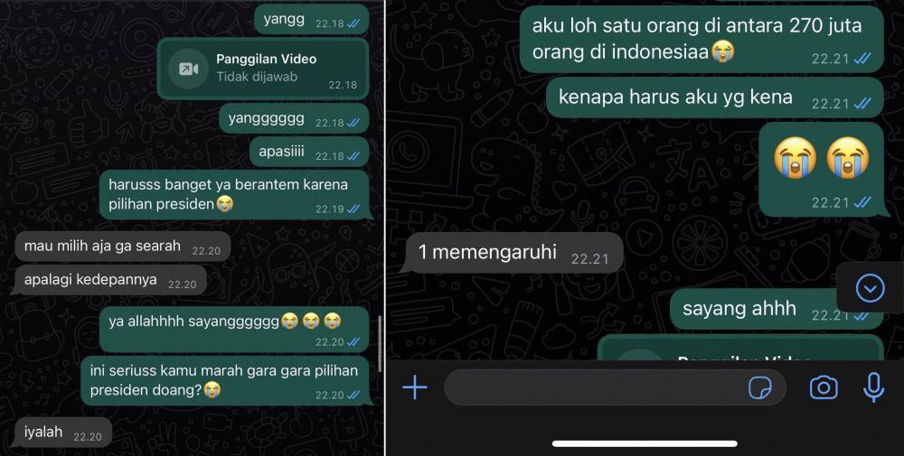 berantem sama pacar karena beda pilihan capres © TikTok