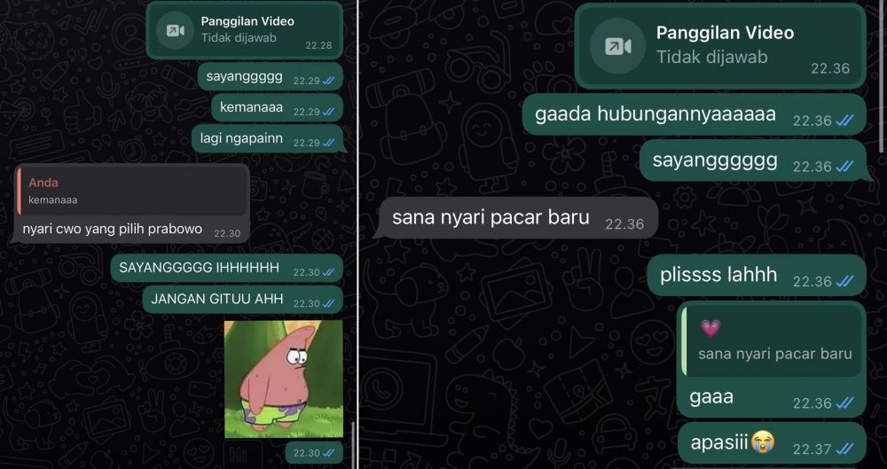 berantem sama pacar karena beda pilihan capres © TikTok