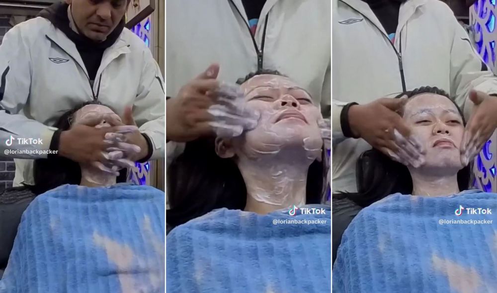 Momen turis Indonesia coba treatment nyalon di India, muka diubek-ubek kaya adonan bikin tercengang