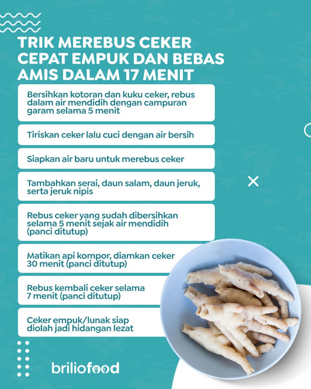Tanpa presto atau dimasak berjam-jam, ini trik rebus ceker agar empuk dan bebas amis dalam 17 menit