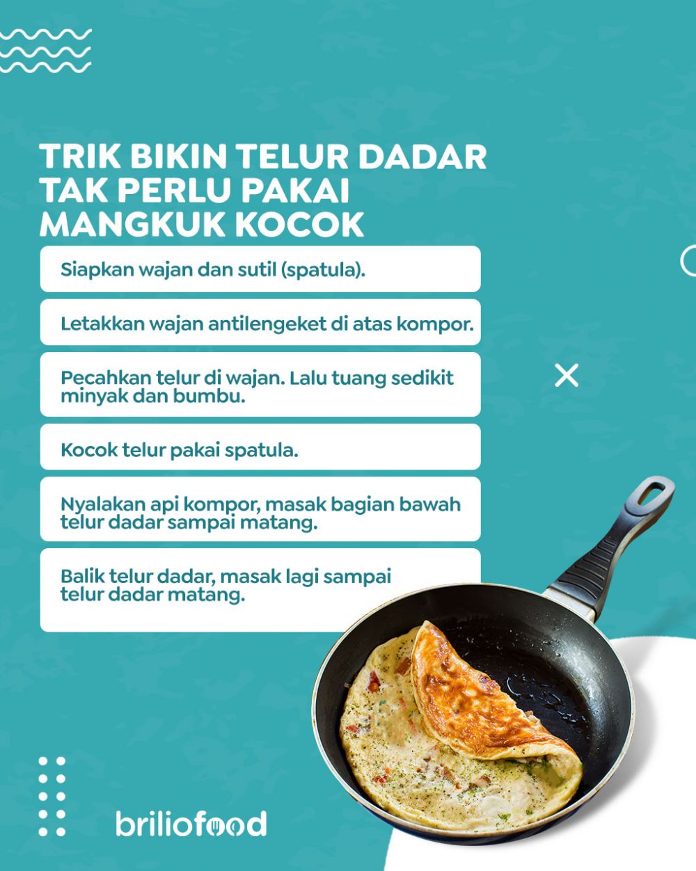 Cara praktis bikin telur dadar cuma pakai wajan tanpa mangkuk kocok, bikin hemat cucian