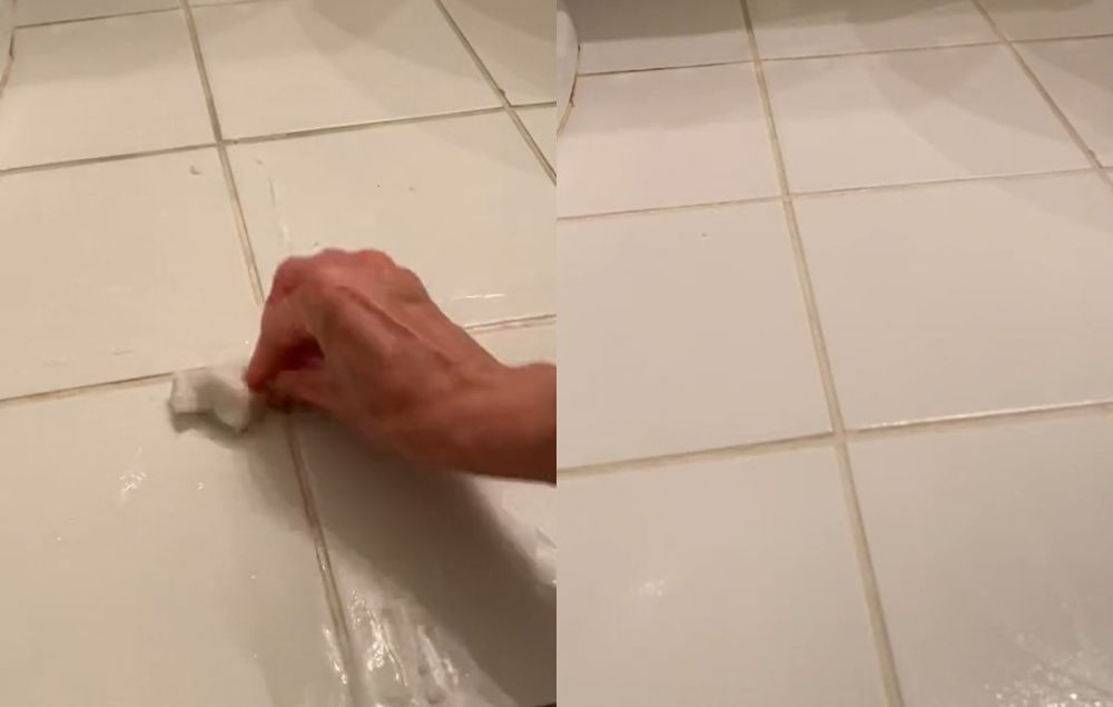 Tanpa ditaburi sitrun, ini trik bersihkan nat keramik dekil agar putih lagi andalkan 1 bahan dapur