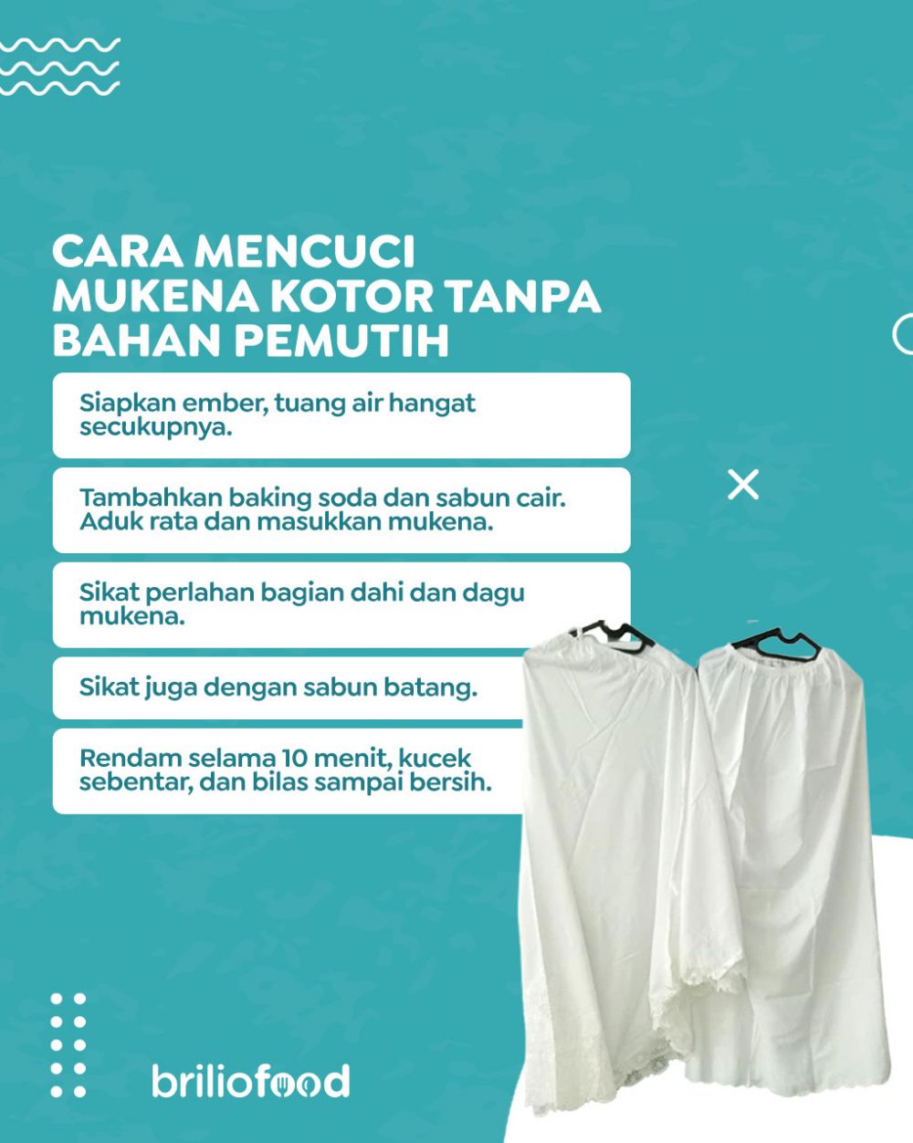 Tanpa pemutih, ini cara mencuci mukena putih kotor agar bersih cukup tambah 1 bahan dapur