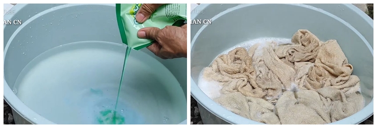Tanpa sitrun dan air panas, cara pria cuci handuk dekil ini ampuh bikin kinclong pakai 1 bahan dapur