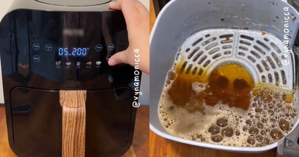 Tanpa digosok spons, ini trik bersihkan kerak membandel di dasar air fryer cukup pakai 1 bahan dapur