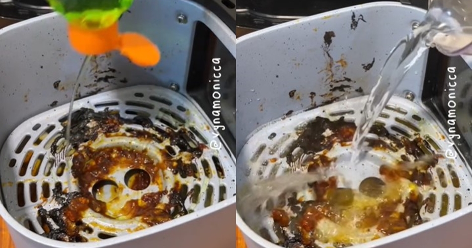 Tanpa digosok spons, ini trik bersihkan kerak membandel di dasar air fryer cukup pakai 1 bahan dapur