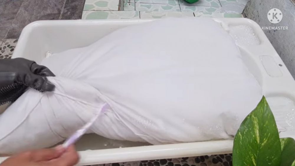 Cukup tambah 1 bahan dapur, ini trik cuci bantal dekil dan buluk agar kembali putih seperti baru