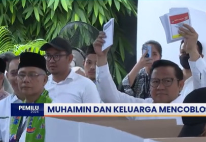 Momen Cak Imin nyoblos didampingi istri dan ketiga putrinya © 2024 brilio.net