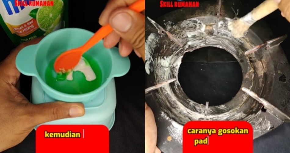 Bukan ditaburi baking soda, trik pria basmi noda kerak tungku kompor ini cukup pakai 2 bahan sederhana
