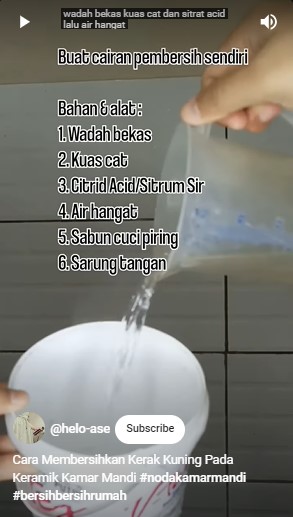 Tanpa disemprot cuka, ini trik usir noda kuning di keramik kamar mandi cukup tambah 1 bahan dapur