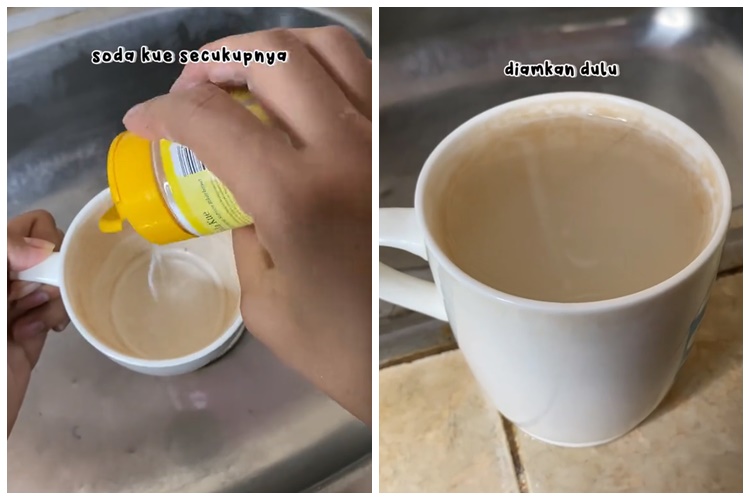Tanpa direndam larutan pemutih, ini cara mudah bersihkan cangkir berkerak pakai 1 bahan dapur