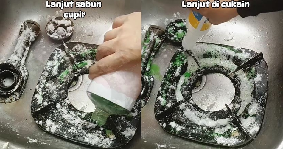 Tanpa diberi sitrun, cara emak-emak usir kerak di tungku kompor ini bikin kinclong pakai 3 bahan dapur