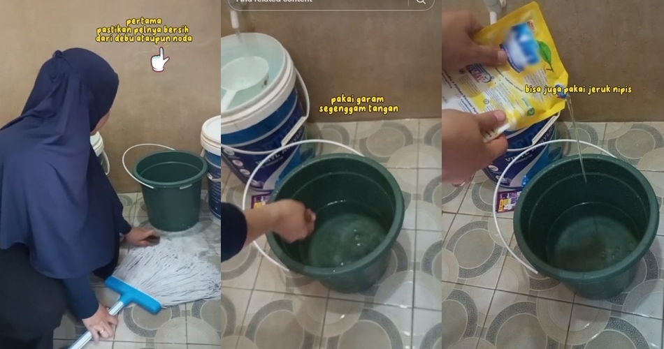 Tanpa cuka, trik mengepel lantai ala ibu rumah tangga ini hasilnya kesat cukup tambah 1 bahan dapur