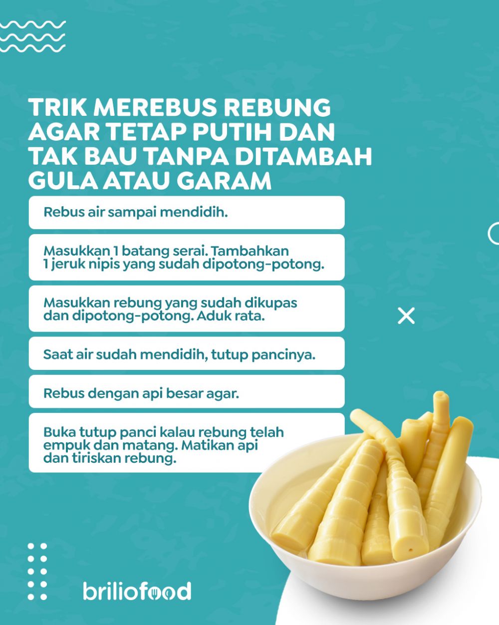 Tak perlu diberi gula atau garam, ibu muda ini punya trik merebus rebung agar tetap putih dan antibau
