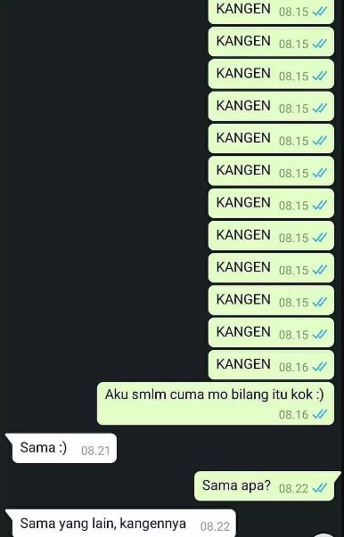 Chat lucu kangen ke mantan Berbagai sumber