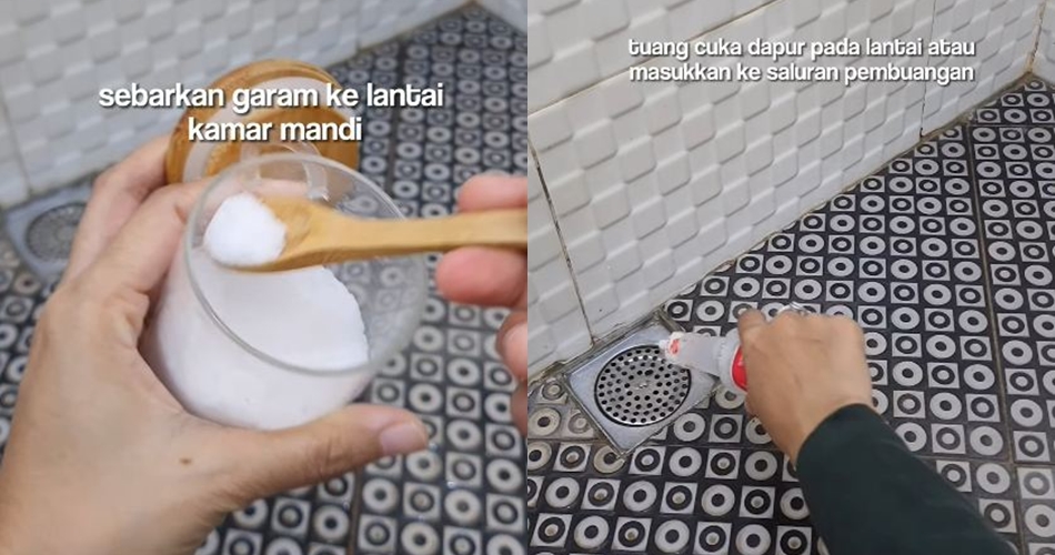 Bukan disiram air panas, ini trik agar lantai kamar mandi bebas cacing dan kecoak pakai 2 bahan dapur
