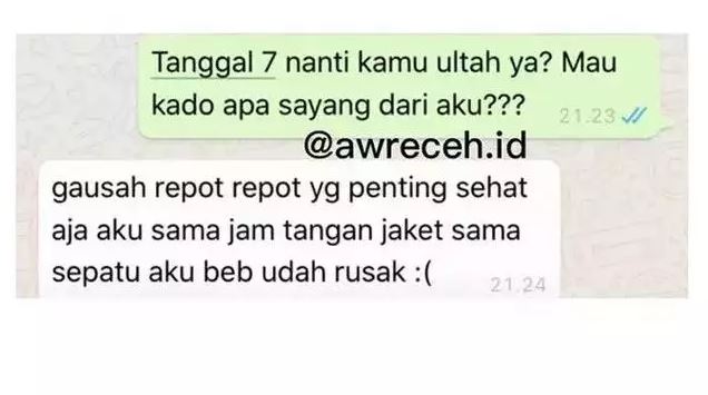 Chat lucu ngasih hadiah ke pasangan Berbagai sumber