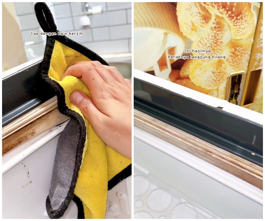Bukan pakai pasta gigi, emak-emak ini punya trik basmi kerak hitam di karet kulkas pakai 3 bahan dapur