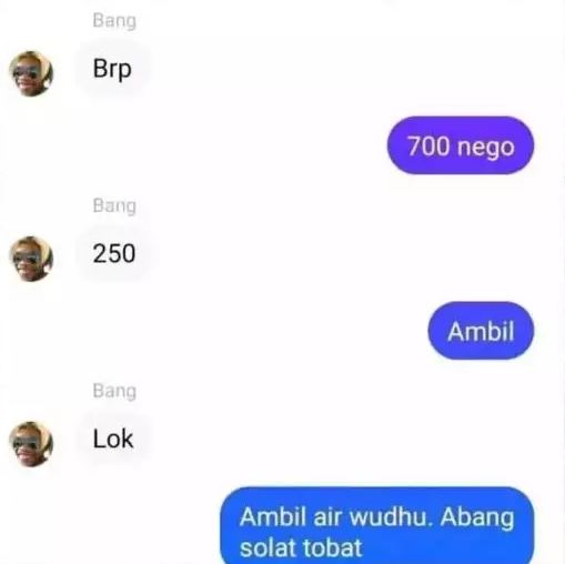 Chat lucu menawar penjual Berbagai sumber