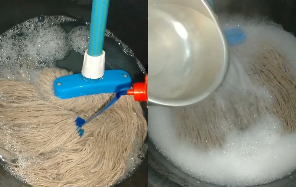 Tanpa direndam semalaman, ini trik memutihkan kain pel dekil pakai tambahan 1 bahan dapur