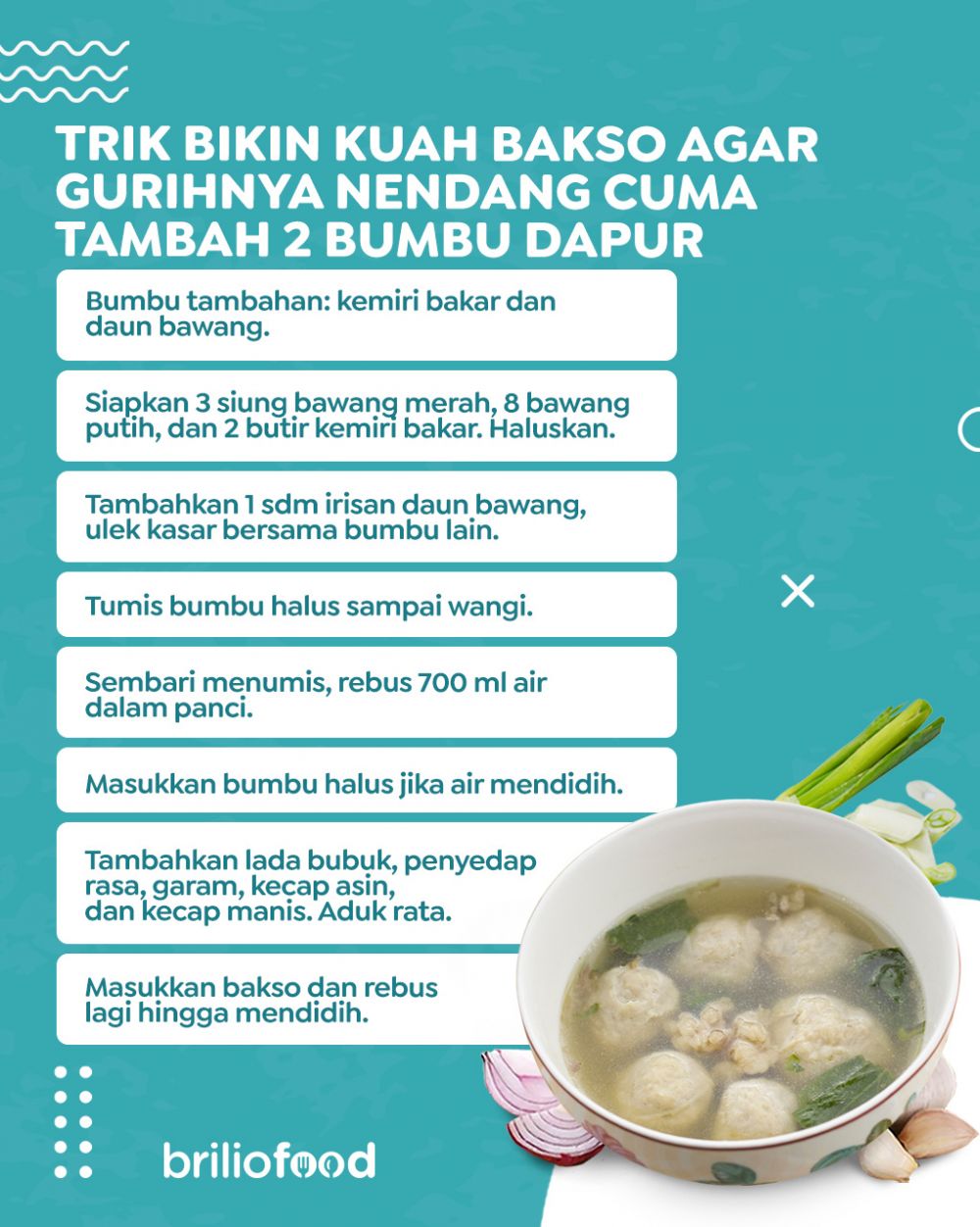 Tanpa kaldu daging, ini trik bikin kuah bakso agar gurihnya nendang cuma pakai tambahan 2 bumbu dapur