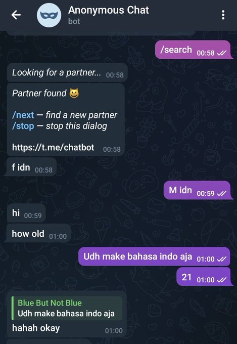 Chat lucu anonim Telegram © X