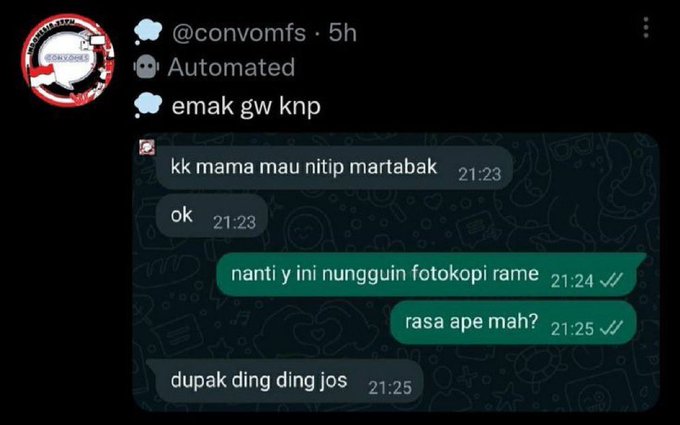 Chat lucu orang tua dan anak © X
