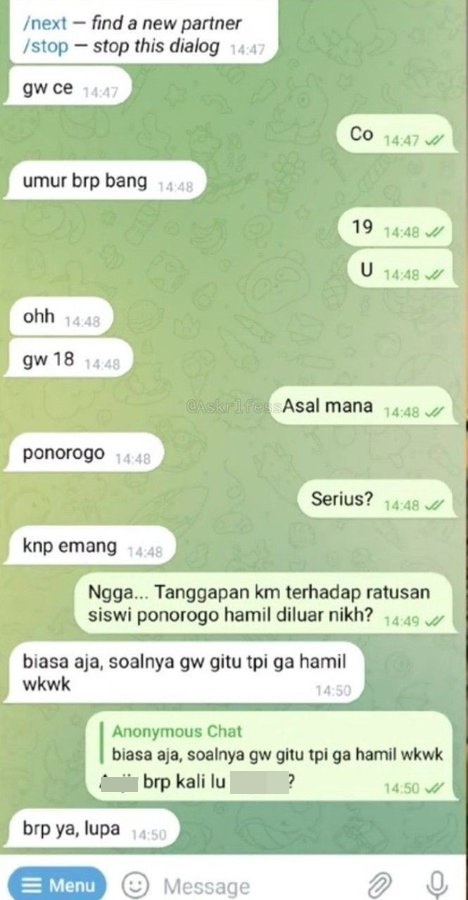 Chat lucu anonim Telegram © X