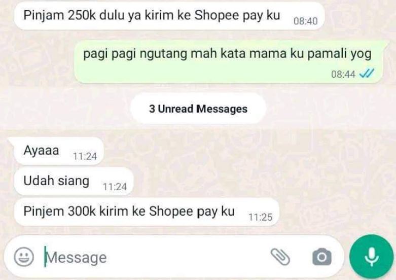 Chat lucu kelakuan teman saat pinjam uang Berbagai sumber