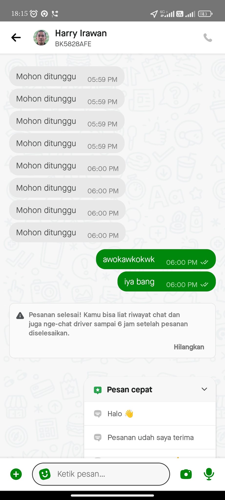chat lucu reaksi driver ojek online ini bikin ngenes © 2024 brilio.net