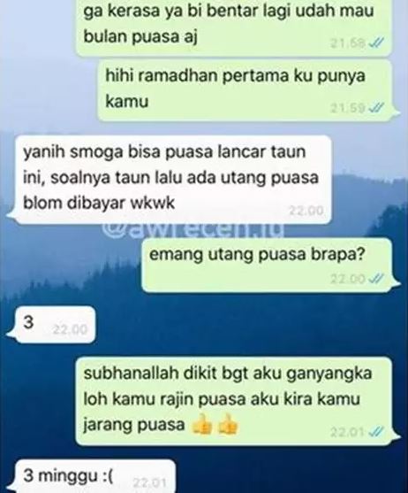 Chat lucu dengan pacar selama Ramadan Berbagai sumber