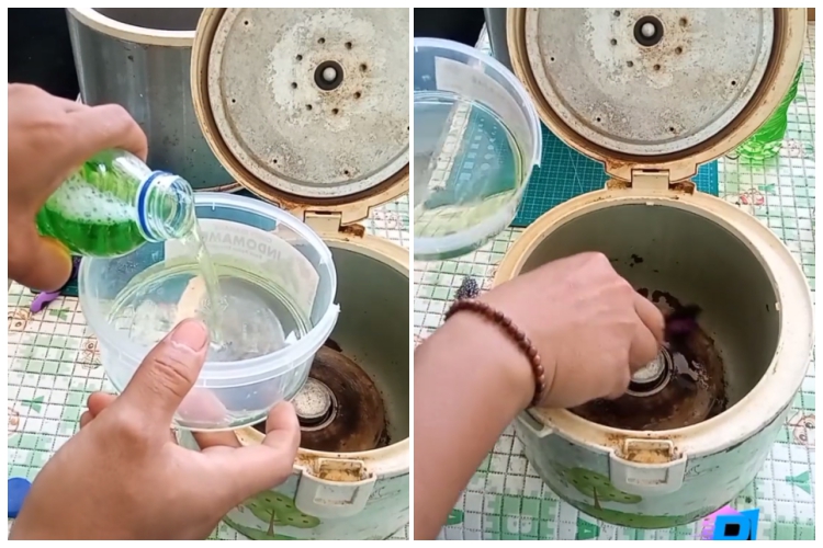 Tanpa dioles pasta gigi atau digosok sitrun, ini trik ampuh bersihkan noda gosong di dasar rice cooker