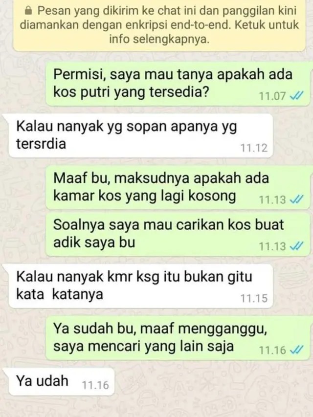 Chat lucu orang nyari kos © X