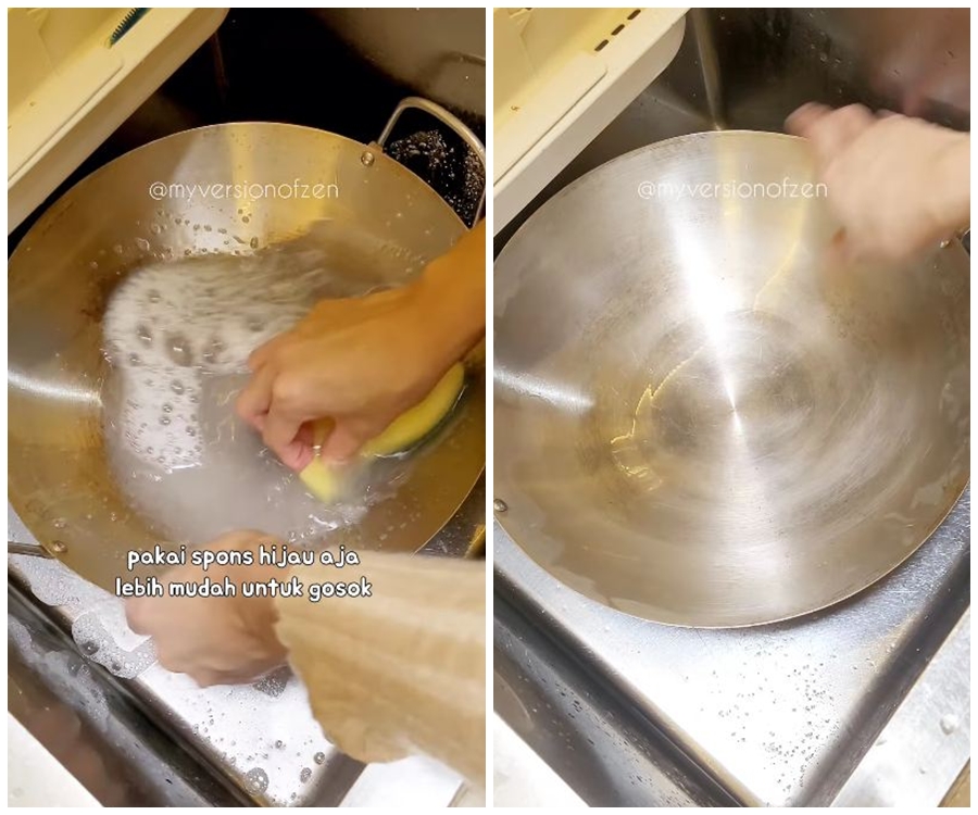 Pakai 1 ampas dapur, trik enyahkan noda gosong wajan stainless ini ampuh bikin kinclong